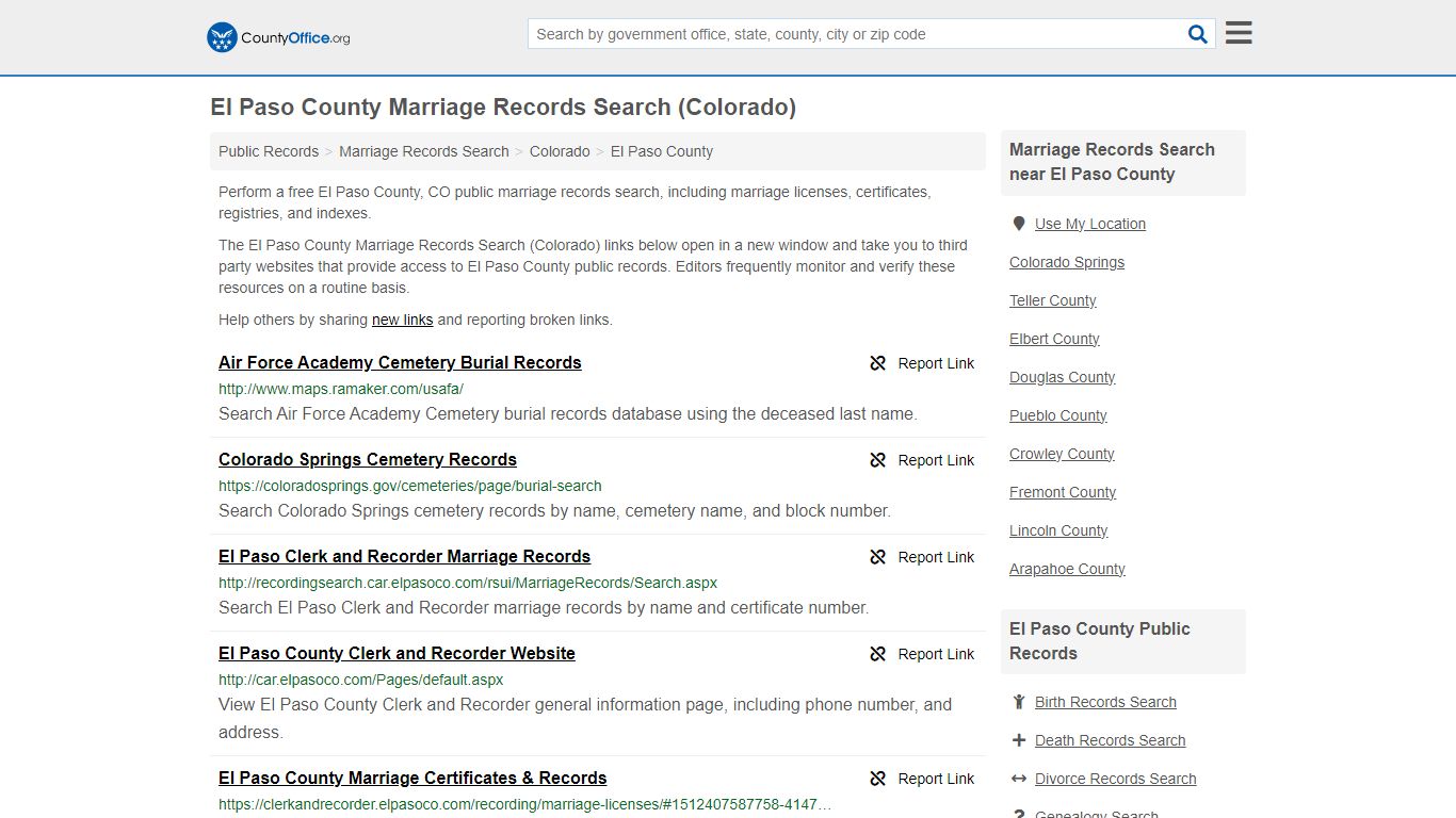 El Paso County Marriage Records Search (Colorado) - County Office